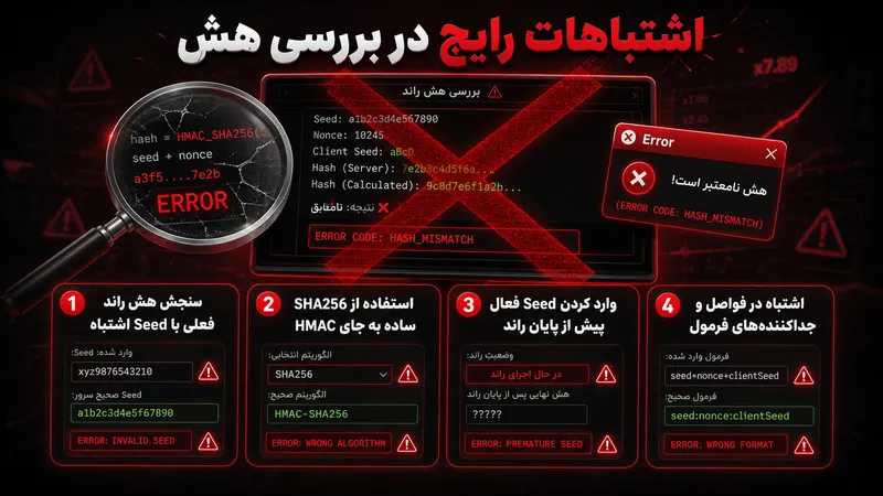 اشتباهات رایج هنگام بررسی کد هش بازی انفجار